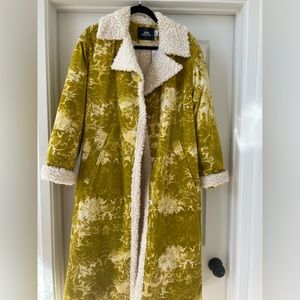 NWT Urban Outfitters velvet with Sherpa long coat
